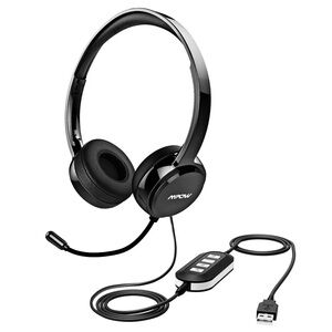 MPOW USB 3.5mm Wired Computer Headset - Noise Reduction Cancellation PA071A New